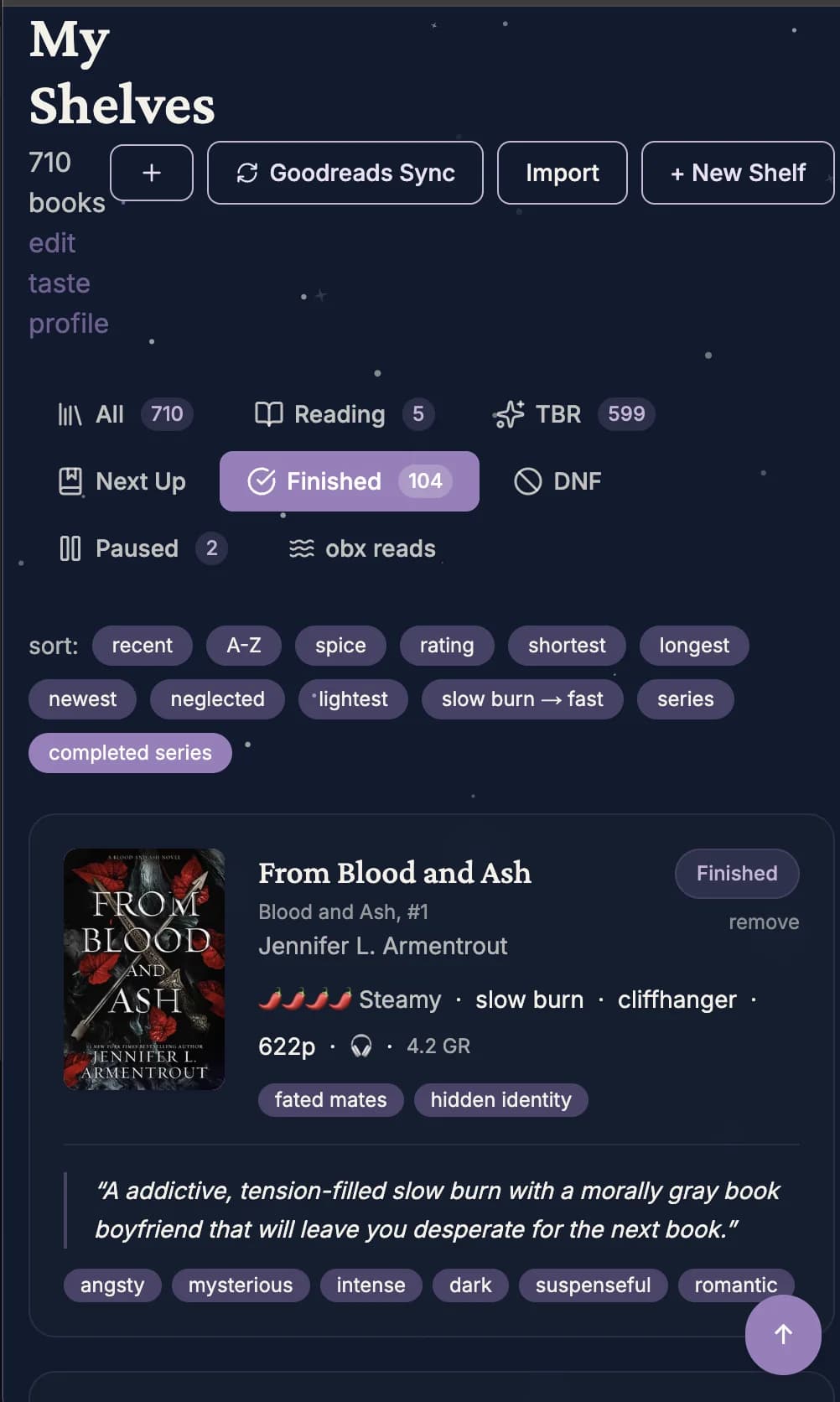 MoodReads My Shelves